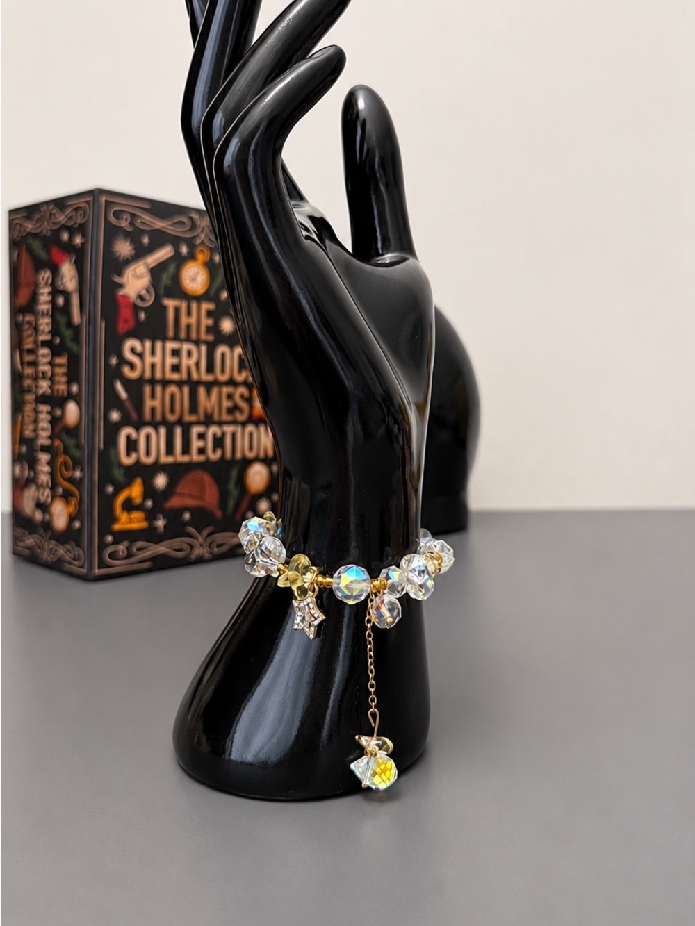 Crystal Charm Bracelet Gold Beaded Stretch Bracelet Star Gift for Her